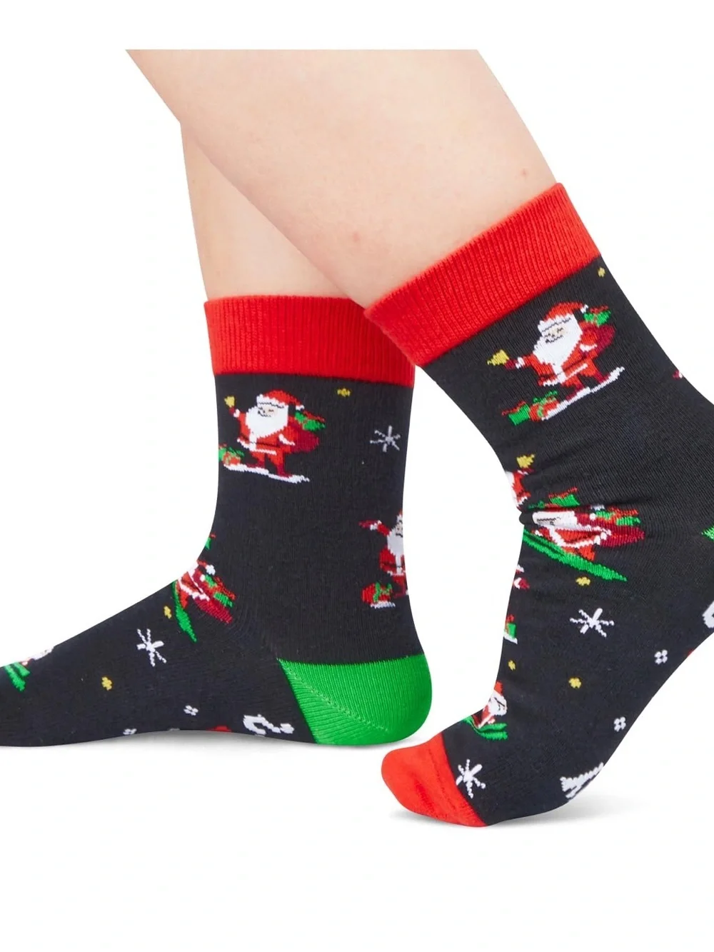 NWT Kids Santa Christmas Socks Gift Box XL 10-12Y Funny Holiday Socks